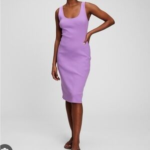 GAP Cross back midi rib knit dress pale orchid M medium purple pink summer beach
